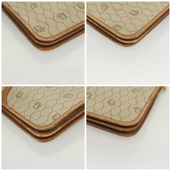 Christian Dior Honeycomb Canvas Chain Shoulder Bag PVC Beige Gold Auth ti3242 - Picture 14 of 16